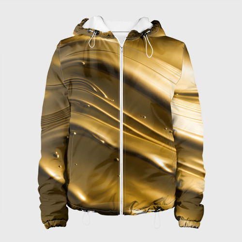 Женская куртка с принтом Холодные золотые волны, вид спереди №1