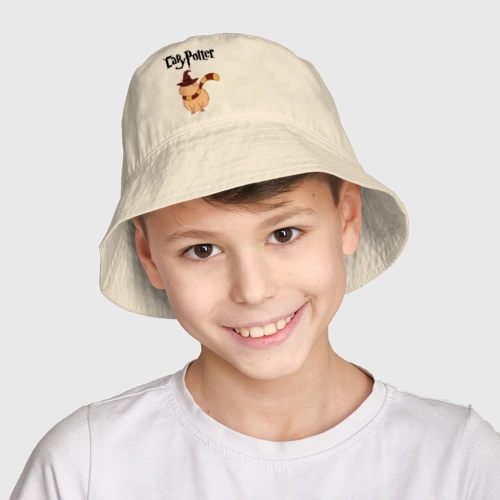 Детская панама хлопок с принтом Мем капибара волшебник в шляпе, фото на моделе #1