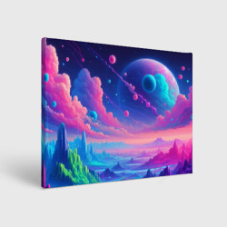 Холст прямоугольный Fantastic space landscape - neon glow