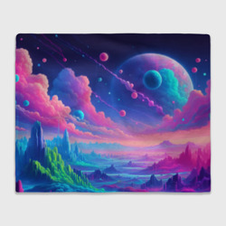 Плед 3D Fantastic space landscape - neon glow