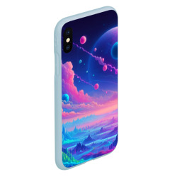 Чехол для iPhone XS Max матовый Fantastic space landscape - neon glow - фото 2