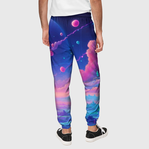Мужские брюки 3D Fantastic space landscape - neon glow, цвет 3D печать - фото 5