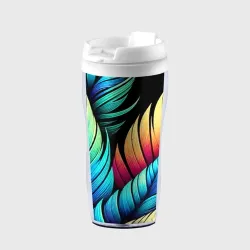 Термокружка-непроливайка Color feathers - neon