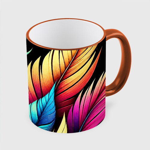 Кружка с полной запечаткой Color feathers - neon, цвет Кант оранжевый - фото 3