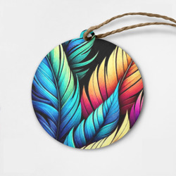 Деревянная игрушка круг Color feathers - neon