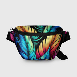 Поясная сумка 3D Color feathers - neon
