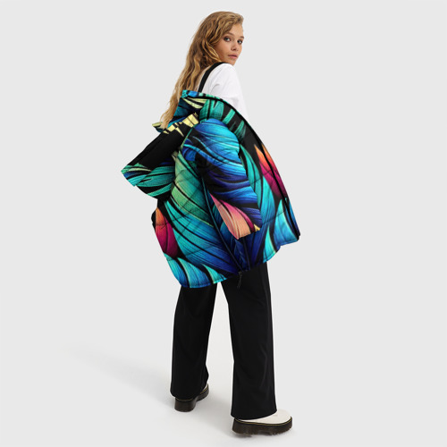 Женская зимняя куртка Oversize Color feathers - neon, цвет черный - фото 5