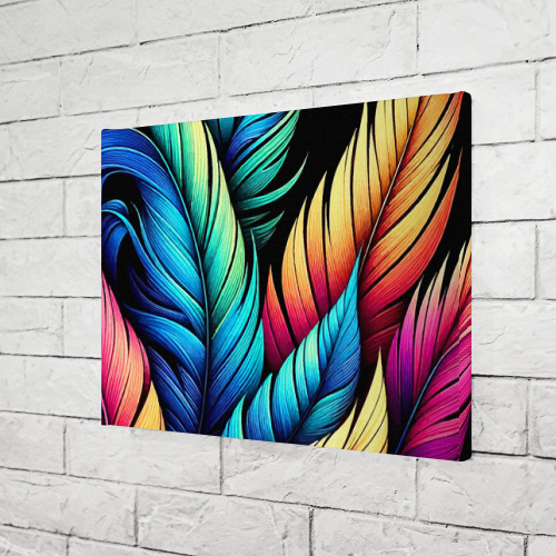 Холст прямоугольный Color feathers - neon, цвет 3D печать - фото 3