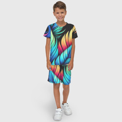 Детский костюм с шортами 3D Color feathers - neon - фото 2