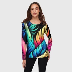 Женский лонгслив 3D Color feathers - neon - фото 2