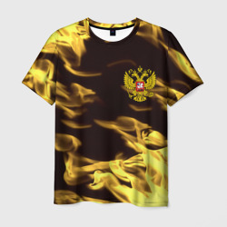 Мужская футболка 3D Имперская Россия желтый огонь