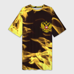 Платье-футболка 3D Имперская Россия желтый огонь