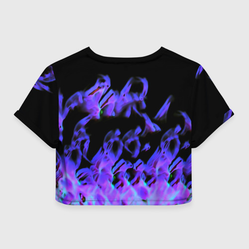 Женская футболка Crop-top 3D Linkin park neon flame rock, цвет 3D печать - фото 2