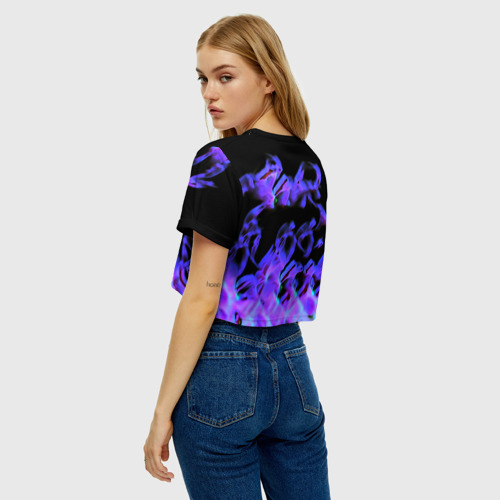 Женская футболка Crop-top 3D Linkin park neon flame rock, цвет 3D печать - фото 5