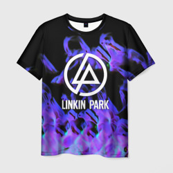 Мужская футболка 3D Linkin park neon flame rock