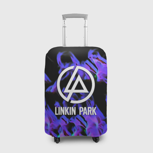 Чехол для чемодана 3D Linkin park neon flame rock, цвет 3D печать