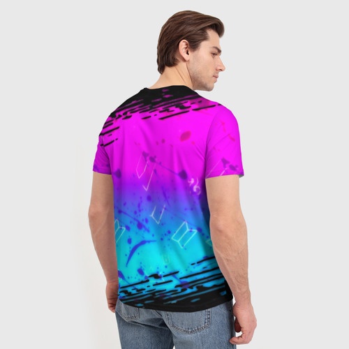 Мужская футболка 3D Маршмэллоу x бтс неоновый стиль, цвет 3D печать - фото 4