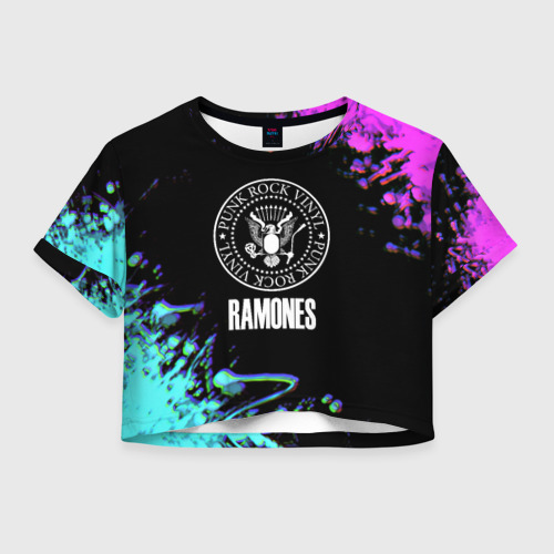 Женская футболка Crop-top 3D Ramones rock colors, цвет 3D печать