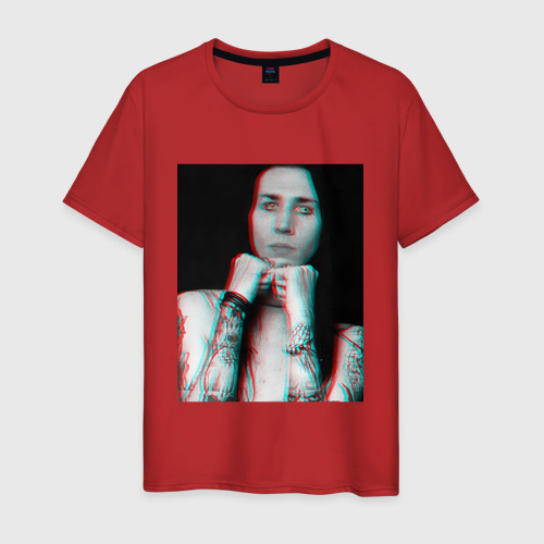 Мужская футболка хлопок Young Marilyn Manson - white text, цвет красный