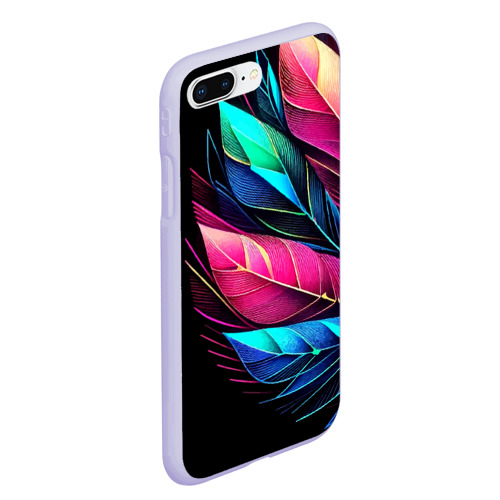 Чехол для iPhone 7Plus/8 Plus матовый с принтом Букет из цветных перьев - неон, вид сбоку #3