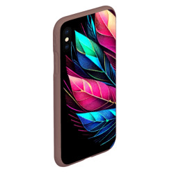 Чехол для iPhone XS Max матовый Букет из цветных перьев - неон - фото 2