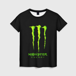 Женская футболка 3D Monster energy green logo