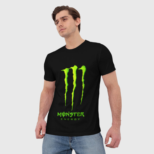 Мужская футболка 3D Monster energy green logo, цвет 3D печать - фото 3