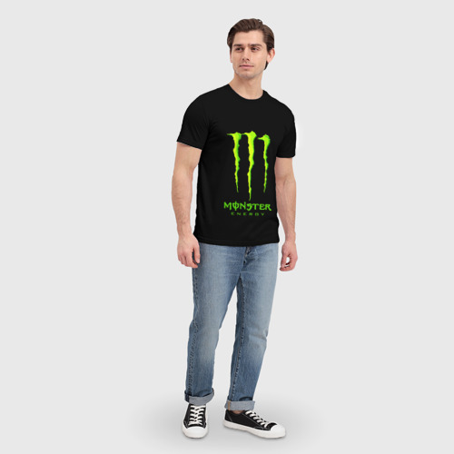 Мужская футболка 3D Monster energy green logo, цвет 3D печать - фото 5