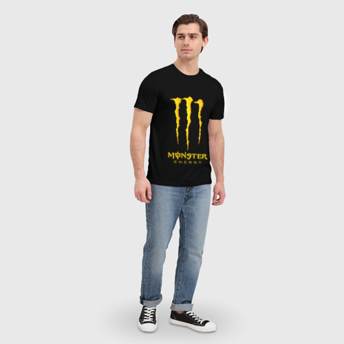 Мужская футболка 3D Monster energy yellow color, цвет 3D печать - фото 5