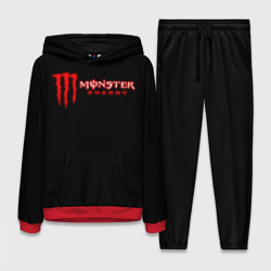 Женский костюм с толстовкой 3D Monster energy red color