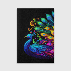 Обложка для паспорта матовая кожа Neon peacock - art