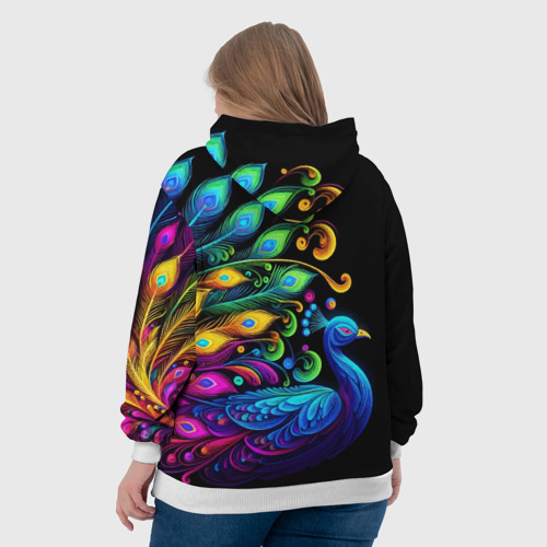 Женская толстовка 3D Neon peacock - art, цвет 3D печать - фото 7