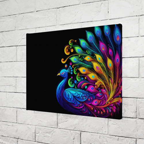 Холст прямоугольный Neon peacock - art, цвет 3D печать - фото 3