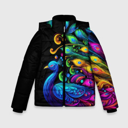 Зимняя куртка для мальчиков 3D Neon peacock - art