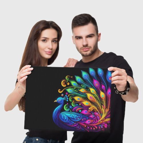 Холст прямоугольный Neon peacock - art, цвет 3D печать - фото 5