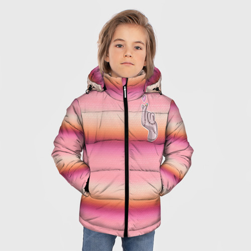 Зимняя куртка для мальчиков 3D рука-Вещь: текстура свитера Энид из сериала Уэнсдей , цвет черный - фото 3