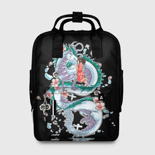 Женский рюкзак 3D с принтом Тихиро и Хаку - унесенные призраками, вид спереди #2