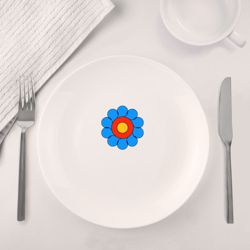 Набор: тарелка + кружка Геометрический цветок цветной - фото 4