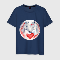 Влюбленные белые лошади – Мужская футболка хлопок с принтом купить со скидкой в -20%