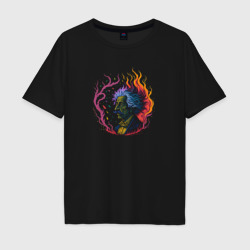The Fiery Einstein – Мужская футболка хлопок Oversize с принтом купить со скидкой в -16%