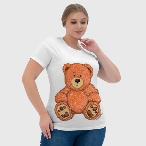 Женская футболка 3D Рисунок плюшевого медвежонка, цвет 3D печать - фото 6
