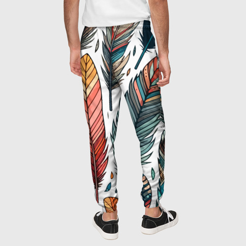 Мужские брюки 3D Композиция из перьев, цвет 3D печать - фото 5