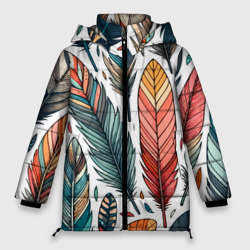 Женская зимняя куртка Oversize Композиция из перьев