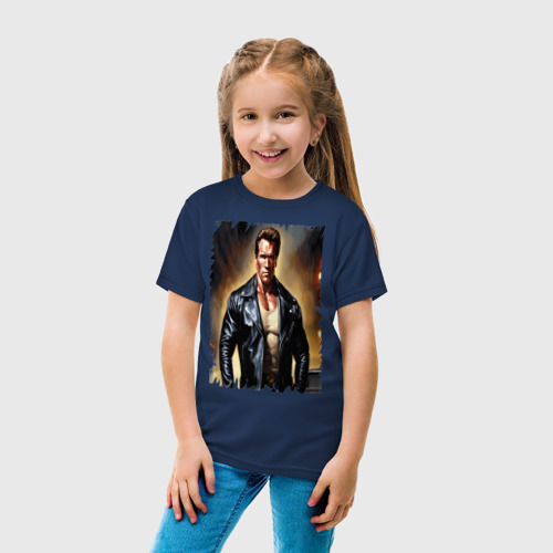 Детская футболка хлопок с принтом Арнольд Шварценеггер терминатор, вид сбоку #3