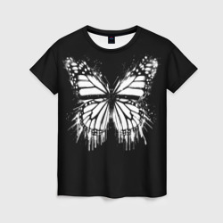 Граффити с белой бабочкой – Женская футболка 3D с принтом купить со скидкой в -26%