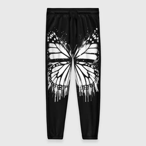 Женские брюки 3D с принтом Граффити с белой бабочкой, вид спереди #2