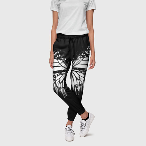 Женские брюки 3D с принтом Граффити с белой бабочкой, фото на моделе #1