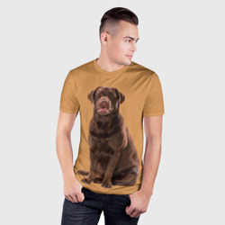 Мужская футболка 3D Slim Лабрадор ретривер коричневый - фото 2