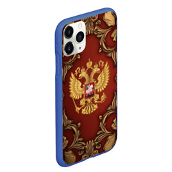 Чехол для iPhone 11 Pro Max матовый Золотой герб России на красном фоне лепнина - фото 2