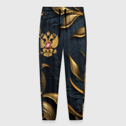 Мужские брюки 3D Золотой герб России и узоры лепнина